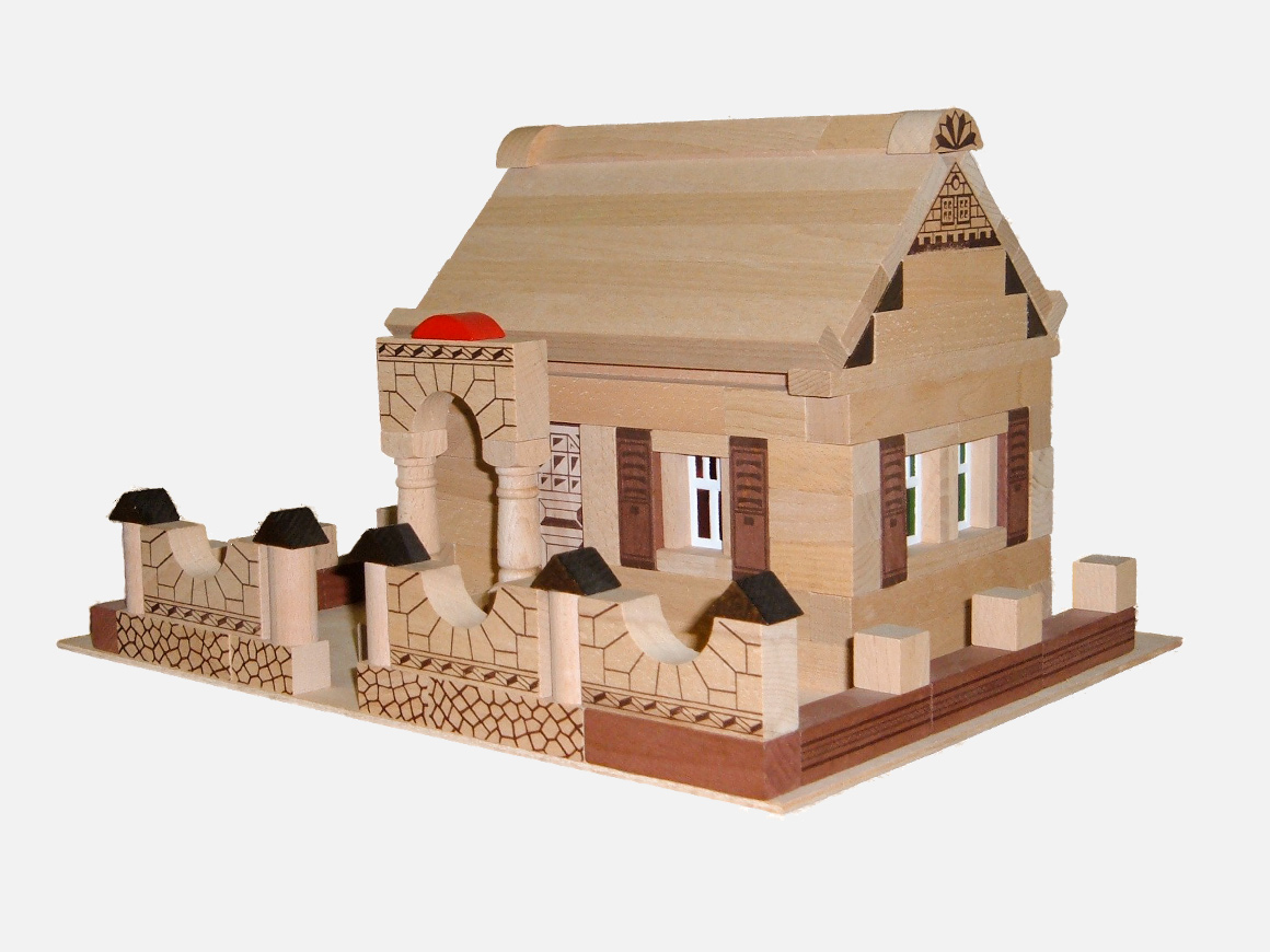 Holzbaukasten-Noblesse-Haus-150-Teile.jpg Blumenauer Holzbaukasten Noblesse Haus 150 Teile – Bild 1