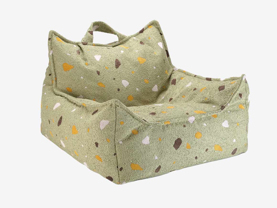 Kindersessel-Sitzsack-Terrazzo-Moos-wigiwama-1.jpg Kindersessel & Sitzsack, Terrazzo Moss – Bild 1