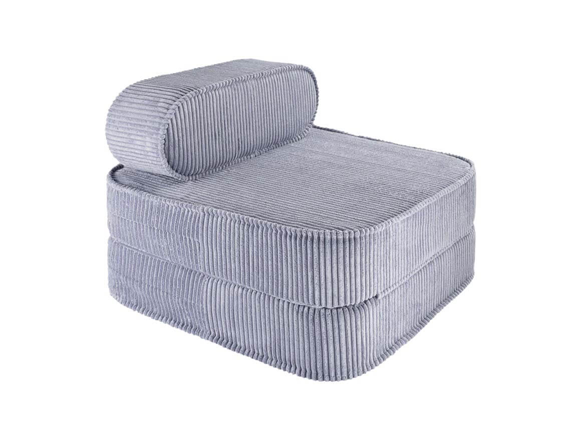 Klappsessel-Blaugrau-Wigiwama-1.jpg Flip Schlafsessel & Spielmatratze, Blueberry Blue – Bild 1