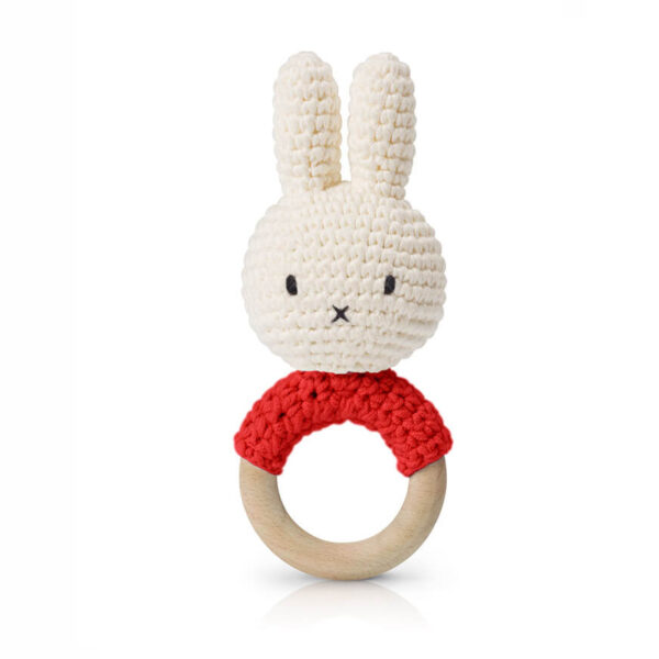 MIFFY Gehäkelter Greifling / Rassel, rot