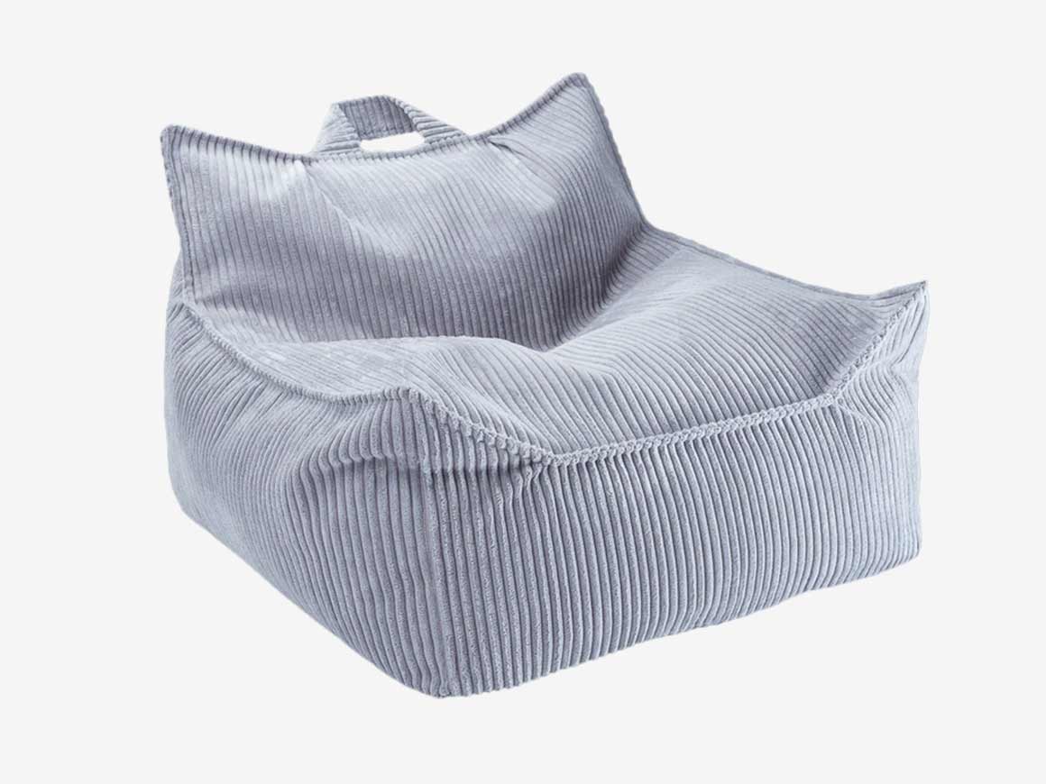 Sitzsack-Sessel-Blaugrau-1.jpg Kindersessel & Sitzsack, cord blueberry blue – Bild 1