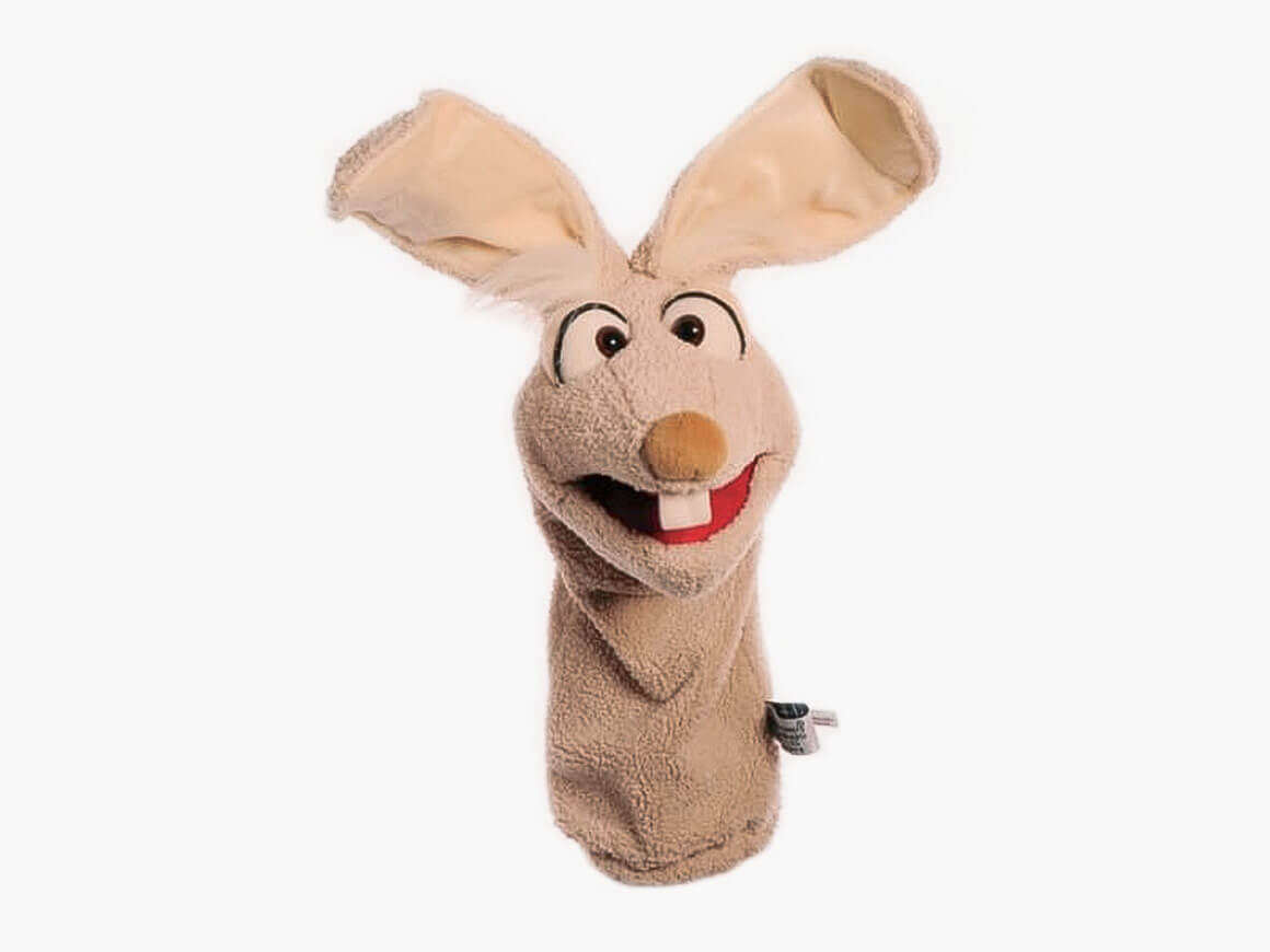 Quasselwuermer-Hase-Mampfred-W446-living-puppets.jpg Hase Mampfred, Handpuppe – Bild 1