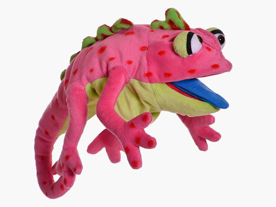 Wilhelminchen-W877-Handspielpuppe-living-puppets.jpg Wilhelminchen Chamäleon, Handpuppe – Bild 1