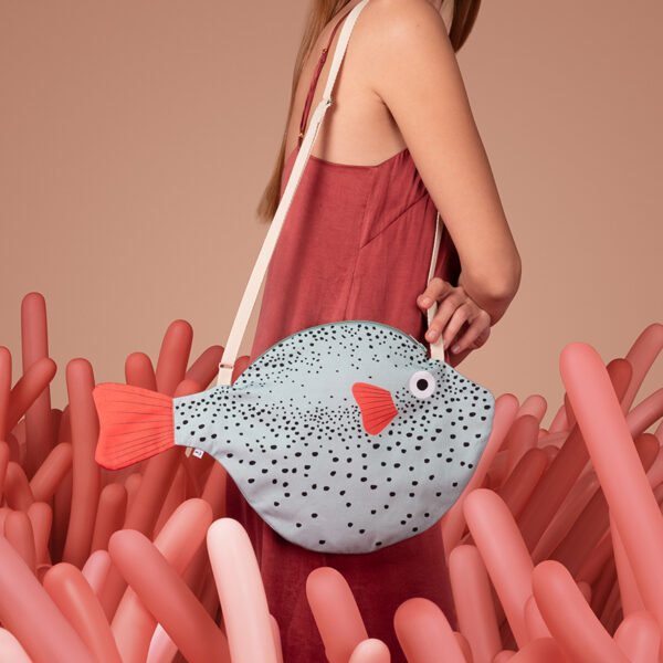 Big Aqua Pufferfish Tasche