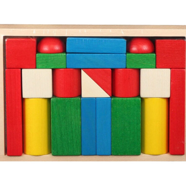 Baukasten bunt, 22 Holzbausteine