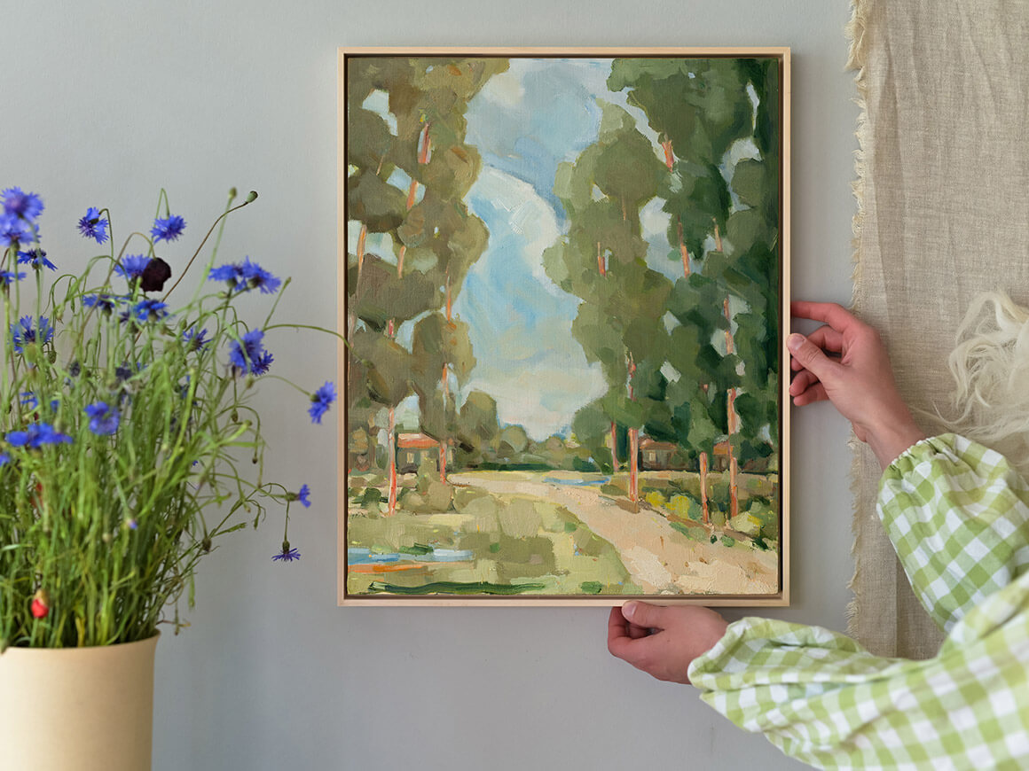 Haus-i-Wald-2-gemaelde.jpg "Häuschen im Wald II" Öl auf Leinwand, Unikat – Bild 1