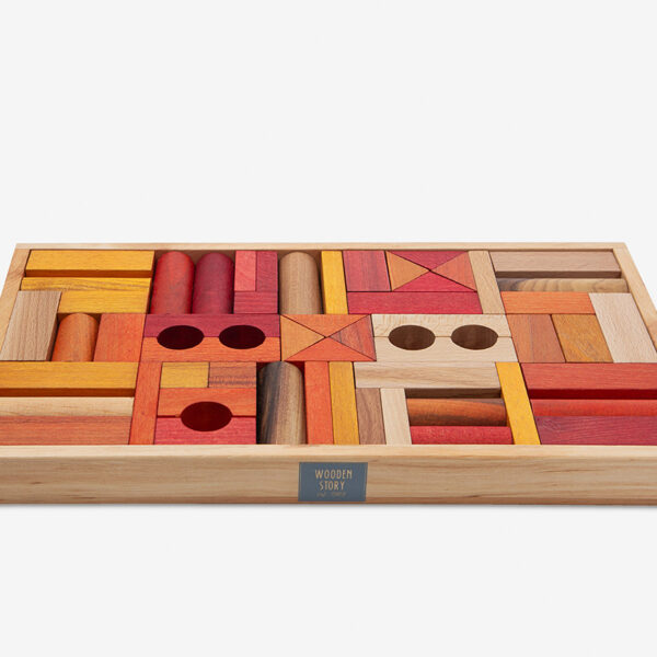 Bauklötze Warme Töne, 54 Stück in Holzbox WOODEN STORY