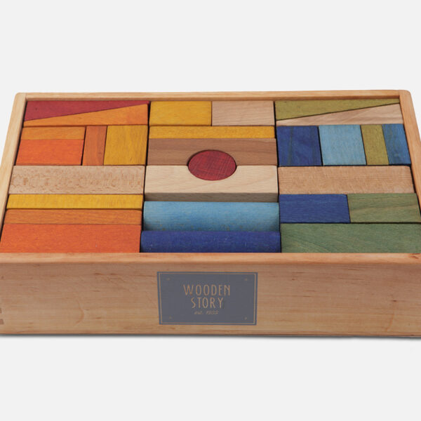 Bauklötze Regenbogen XL, 63 Stk. Holzbox WOODEN STORY