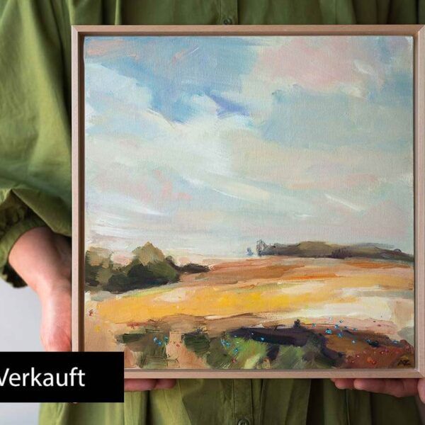 „Sommerwind I“ – Original Ölgemälde im Schattenfugenrahmen, Unikat