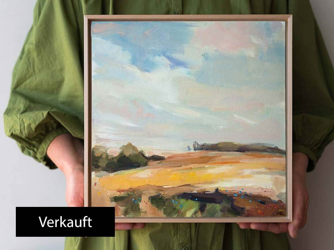 sommerwind-oelgemaelde-original-schattenfugenrahmen.jpg „Sommerwind I“ – Original Ölgemälde im Schattenfugenrahmen, Unikat – Bild 1