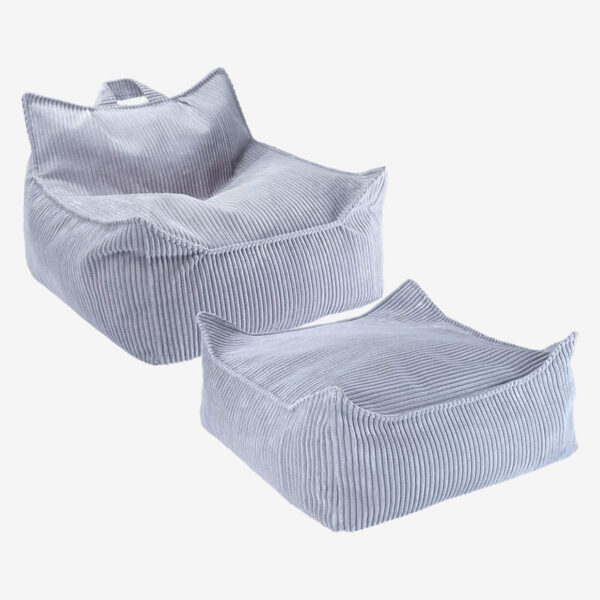 Set Kindersessel Sitzsack & Ottoman – Blaubeerblau
