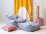 Set Kindersessel Sitzsack & Ottoman – Blaubeerblau – Bild 2