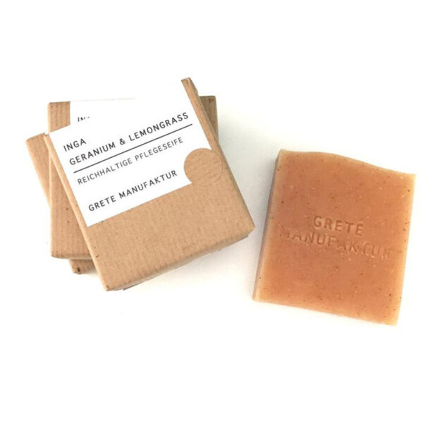 INGA Geranium & Lemongrass | Reichhaltige Pflegeseife, orange
