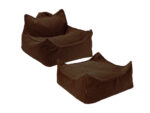 Set Kindersessel Sitzsack & Ottoman – Haselnussbraun
