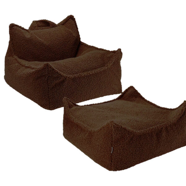 Set Kindersessel Sitzsack & Ottoman – Haselnussbraun