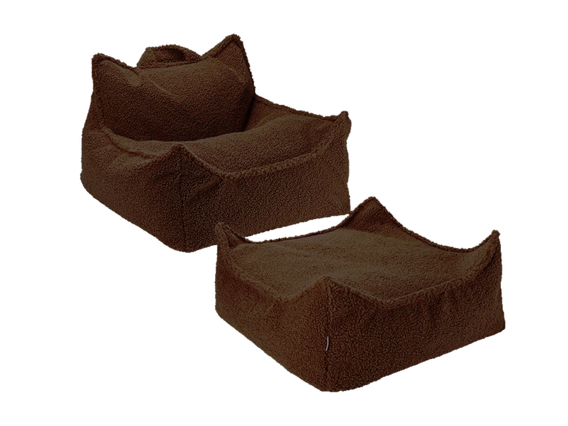 Haselnuss-Sitzsack-Hocker-Set-wigiwama.jpg Set Kindersessel Sitzsack & Ottoman – Haselnussbraun – Bild 1