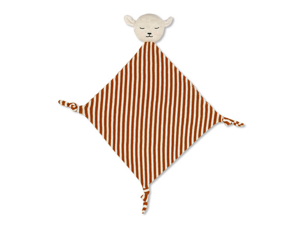 Kuscheltuch-Lamm-Streifen-aya-yves.jpg Kuscheltuch Lamm, Streifen honig/natur – Bild 1