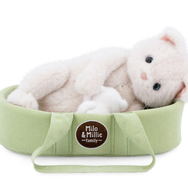 Plüschkatze „Millie“ – Weiße Katze, 40 cm, Set Katze, Kätzchen & Tragetasche