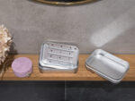 Seifendose mit Ablaufsieb, 3-teilig, Aluminium – Bild 3