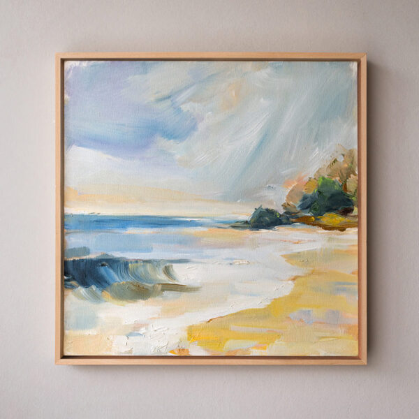 „Strand I“ – Original Ölgemälde im Schattenfugenrahmen, Unikat