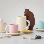 Raduga Grez Tea Set Mustard & Pink aus Holz