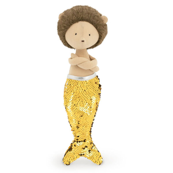 Henry der Igel als Meerjungfrau mit goldenem Pailletten-Fischschwanz, 30 cm