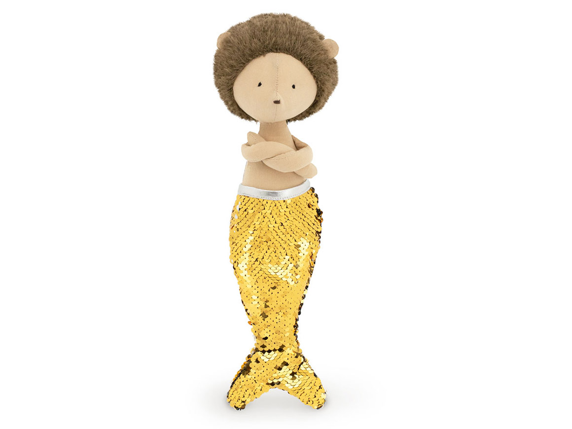 Henry der Igel als Meerjungfrau mit goldenem Pailletten-Fischschwanz, 30 cm