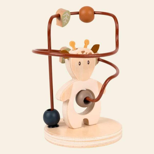 Motorikschleife aus Holz Leonie von Egmont Toys mit bunten Holzperlen und Giraffe