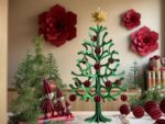 Lovi Weihnachtsbaum Set mit Minikugeln, 55 cm, aus Holz mit roten Kugeln und gelbem Stern
