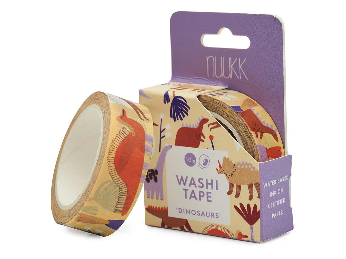 nuukk-washi-tape-dinosaurier NUUKK Washi Tape Dinosaurier mit bunten Dino-Motiven