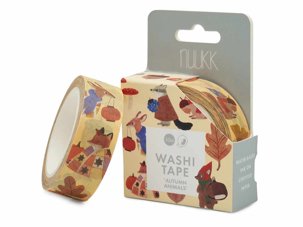 nuukk-washi-tape-waldbewohner-waldtiere NUUKK Washi Tape Waldbewohner mit liebevoll illustrierten Waldtieren zum Basteln und Dekorieren.
